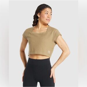 Gymshark Pause Tan Crop Top Small